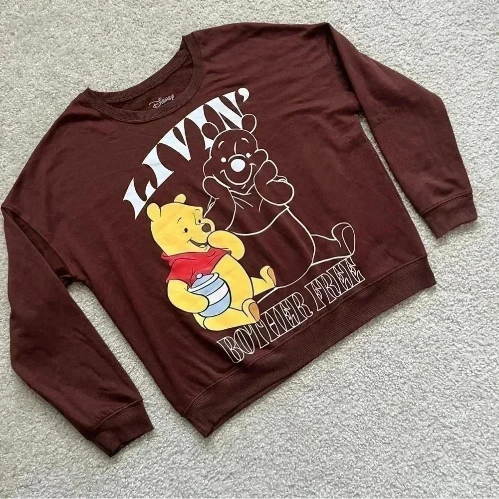 Disney Winnie The Pooh Sweatshirt Crew Brown Women Size Large